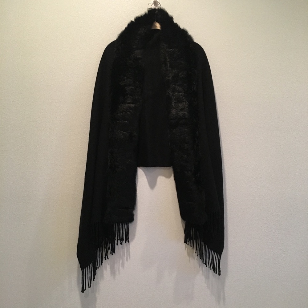 Soft Surroundings Black Wrap with Fur